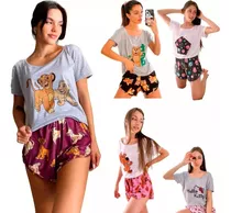 Pijamas Mujer  Remera Y Short Animados Varios Modelos 