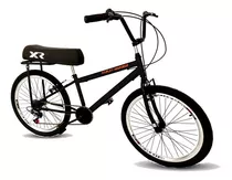 Bicicleta Aro 24 Com Banco De Mobilete 6 Marchas Tipo Bmx Am Cor Preto