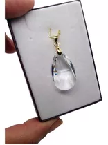 Pingente Gota Amendoa Cristal Swarovski 2,8cm Folheada Ouro