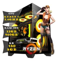 Pc Cpu Gamer Ryzen 5 3.4ghz 32gb Ssd 960gb Radeon Rx 580 8gb