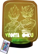 Lampara 3d Ilusion Goku Y Vegeta 2 Dragon Ball Bas Neg Contr