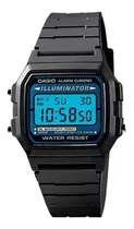 Reloj De Pulsera Casio Classic F-105 De Cuerpo Color Negro, Digital, Para Hombre, Fondo Gris, Con Correa De Resina Color Negro, Dial Negro, Minutero/segundero Negro, Bisel Color Negro, Luz Celeste Y H