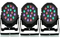 Kit 3 Canhão Dmx Colorido Strobo 18 Leds Boates Salão Festas