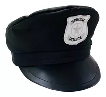 Chapéu Quepe Policial Boina Preto Fantasia Carnaval Adulto
