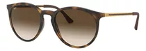 Anteojos De Sol Ray-ban Erika Rb4274 Standard Con Marco De Nailon Color Matte Tortoise, Lente Brown De Plástico Degradada, Varilla Gold De Nailon