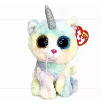 Ty Beanie Boos Gato Unicornio Heather Rosa Azul Bebe 15 Cm