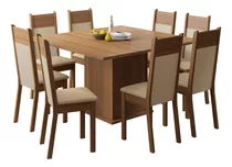 Juego Comedor Madesa Panamá Mesa Tapa Madera 8 Sillas Color Marrón/crema/beige Sintético