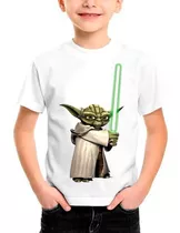 Camiseta Infantil Mestre Yoda Star Wars Sabre De Luz #70