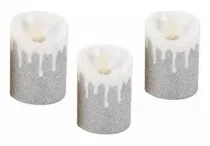 Velas Escarchadas Navideñas Luminosas Luz Led Efecto Real