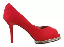 Zapatos Stilettos Vizzano Mujer Rojos Taco 10 Cm Gamuzados
