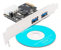 Placa Pci-e Express 2 Porta Usb 3.0 Transferência Dados 5gbp