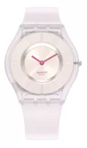 Reloj Pulsera Swatch Monthly Drops Creamy, Analógica, Para Mujer, Fondo Púrpura, Con Correa De Silicona Color Púrpura, Bisel Color Púrpura