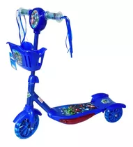 Patinete Infantil Vingadores 3 Rodas Com Luz -música -cesto Cor Azul