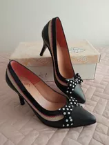 Zapatos Stilettos Alfonsina Fal. Talle 36. Cuero Negro. 