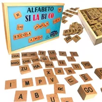 Alfabeto Silábico 354 Peças Em Madeira Mdf Educativo Escolar