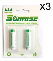 Pilas Recargable Sunrise Triple Aaa 1800 Mah Batería Pack X6