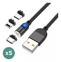 Kit X5 Cable Usb Magnetico 3 En 1 Carga Rapida Alta Calidad