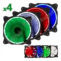 Cooler Fan Led Vermelho Azul Branco Verde 12cm 120mm Gabinete Desktop Gamer Kit C/ 4 Unid