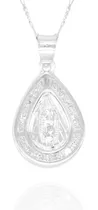 Collar Virgen De Guadalupe Gota. Plata .925, Religiosa