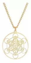 Collar Cubo Metatron Plateado Acero Inoxidable Hombre Mujer