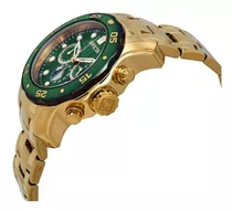 Relógio Invicta Pro Diver 80072 Original Banhado Ouro Cor Da Correia Dourado Cor Do Bisel Verde/preto Cor Do Fundo Verde