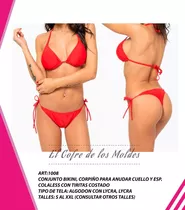 Molde Digital Conjunto Bikini Con Lazos, Pack Talles S A Xxl