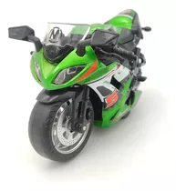 Miniatura De Moto Metal Die-cast Corrida Racing Som Fricção Cor Verde