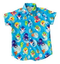 Camisa Social Baby Shark Festa Aniversário Infantil Menino