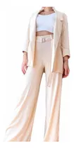 Conjunto Mujer Blazer + Pantalón Lino Palazzo Wide Leg