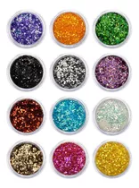 Kit 12 Glitters Flocados Decoração De Unhas De Gel Nail Art Cor Multicolor