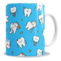 Taza De Cerámica Odontología Iconos Salud Dental - En Caja