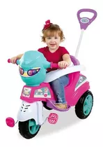 Triciclo De Passeio Infantil Motoquinha Com Empurrador Pedal Cor Rosa