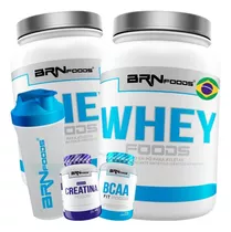 Kit 2x Whey Proten + Bcaa + Creatina + Coqueteleira Sabor Morango Chocolate