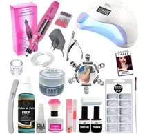 Kit Manicure Unhas Acrigel Lixa Motor Elétrica Cabine Uv