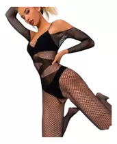 Bodystocking Malla Encaje Lenceria Entrepierna Abierto Body 