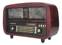 Maqueta De Radio Vintage Roja Hecha A Mano Para Escritorio P