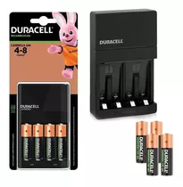 Cargador De Pilas Duracell + 4 Pilas Aa 2500mah 4-8 Horas