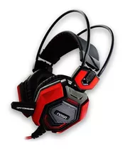 Auriculares Gamer Noga Conquer Headset Pc Potente+microfono Color Negro Con Rojo Color De La Luz Rojo