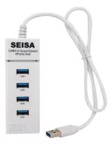 Hub Usb 4 Puertos 3.0 Multiplicador Luz Led 5 Gbps Seisa Color Blanco