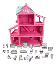 Kit Casinha Casa De Boneca + 30 Moveis Mdf Pintado Promoção