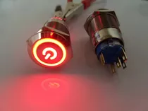 Botão Liga Desliga 110v 220v 19mm Led Vermelho C/ Conector