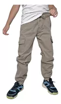 Pantalon Cargo Niño Gabardina Elastizada Premium