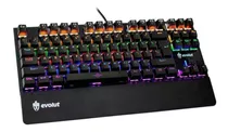 Teclado Gamer Evolut Assault Eg-204rb Qwerty Blue Inglês Us Cor Preto Com Luz Rainbow