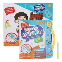 Libro Didáctico Interactivo Aprendizaje Bilingüe Para Niños Color Blanco/celeste