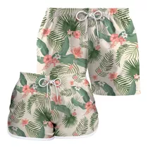 Kit Short Casal Mozão Moda Praia Colorido Estampado 