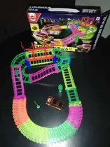 Pista Mágica Flexible Track Car Noctilucent Con Puente 128pc