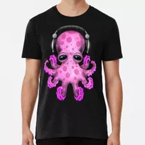 Remera Pink Baby Octopus Dj Con Auriculares Algodon Premium