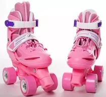 Patines 4 Rueda Ajustable Para Niña Rosados Patines Roller