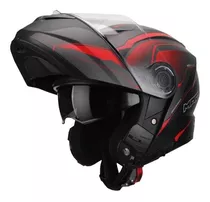 Casco Para Moto Rock Stroke  Black Red Rebatible Talle M