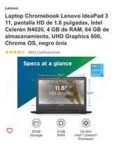 Laptop Chromebook Lenovo Idea Pad 3 11